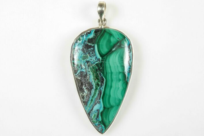 Vibrant Malachite & Chrysocolla Pendant - Sterling Silver #205794